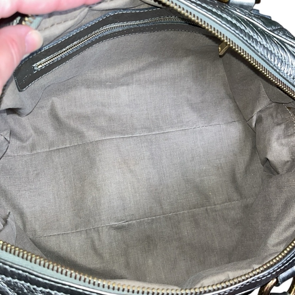 Marc Jacobs Y2K Quilted Venetia Metallic Gunmetal Leather Satchel w/ Chain Strap - Picture 14 of 17